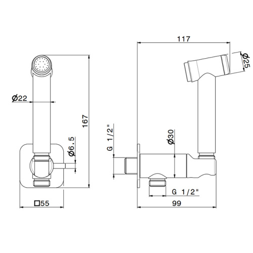 Гигиенический душ Newform X-STEEL 316 69644X.59.064 оружейная сталь - фото 2