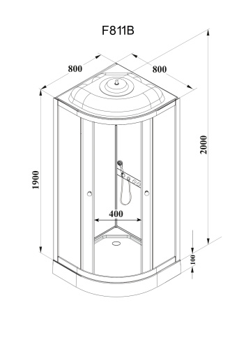 Душевая кабина Parly Frost F811B 80х80 четверть круга с крышей ориентация универсальная - фото 3