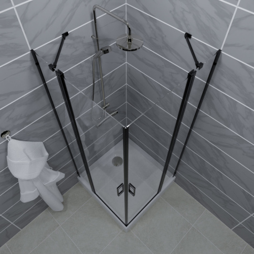 Душевой уголок Тритон Тау Щ0000054038 90х90 стекло прозрачное профиль черный с поддоном - фото 3