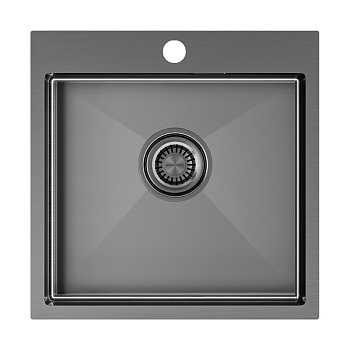 Кухонная мойка Paulmark VELTEN 51 PM905151-GM 51х51 цвет вороненая сталь