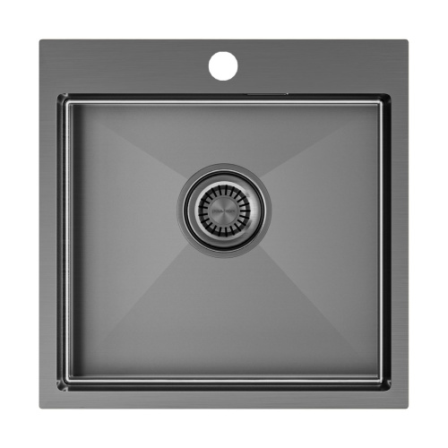 Кухонная мойка Paulmark VELTEN 51 PM905151-GM 51х51 цвет вороненая сталь