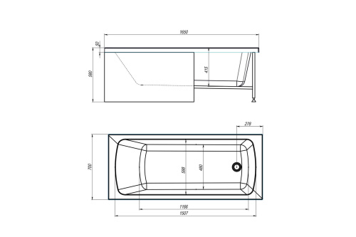 Ванна акриловая Royal Bath Vienna RB953504 165х70 пристенная прямоугольная - фото 4