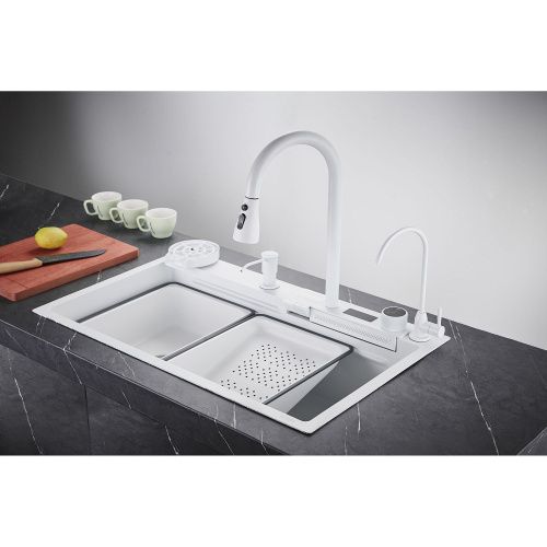 Кухонная мойка Savol S-SC002W 75х46 цвет белый поверхность матовая - фото 4