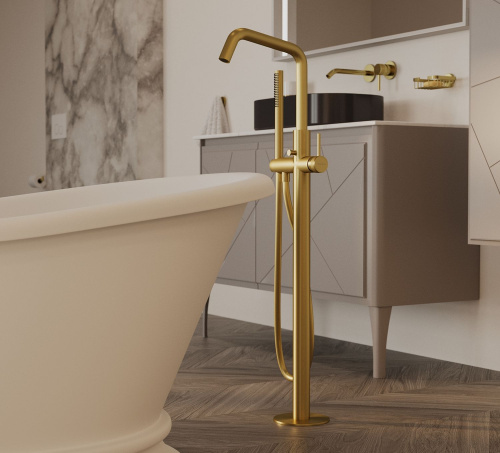 Смеситель для ванны с душем Allen Brau Priority 5.31008-GB напольный золото - фото 2