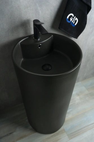 Раковина керамическая Gid Autonomo 81109 45х45 напольная цвет черный 1 отверстие под смеситель - фото 2
