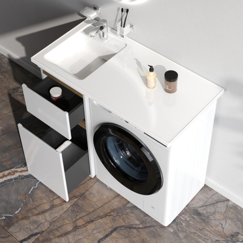 Тумба под раковину Am.Pm X-Joy M85AFSX0402WG 37х46х89 напольная цвет белый/светлое дерево - фото 4