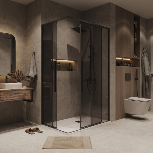 Душевой уголок Grossman Galaxy 300.K33.01.1110.21.10 110х100 стекло прозрачное профиль черный матовый без поддона - фото 4