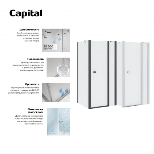 Душевая дверь Roca CAPITAL 7.M461.0.016.M 100x195 стекло прозрачное профиль черный - фото 5