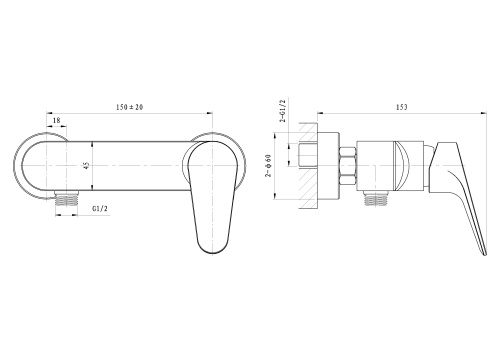 Смеситель для душа Wonzon & Woghand Balance WW-054101-CR настенный хром - фото 2