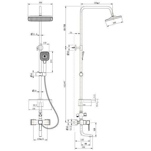 Душевая стойка LeMark Evitta LM0562C настенная - фото 2