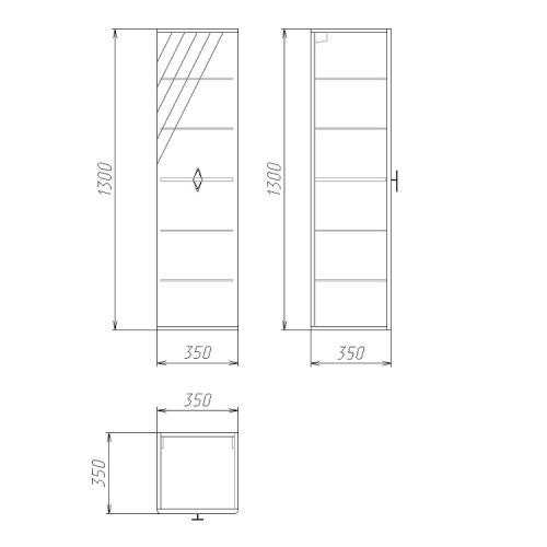 Шкаф-пенал Grossman Вива 303511 35х35х130 подвесной цвет белый - фото 4