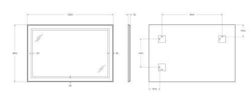 Зеркало в ванную BelBagno Kraft SPC-KRAFT-1200-800-SENS-AL 120х80 цвет серый - фото 5