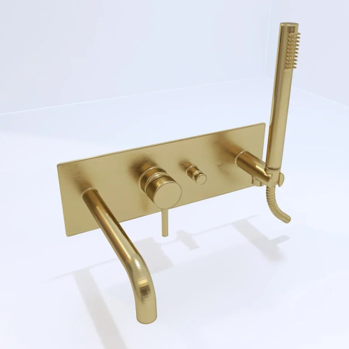 Смеситель для ванны с душем Paffoni Light LIG001HGSP встраиваемый в стену золото - фото 2