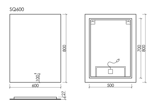 Зеркало в ванную Sancos SQUARE SQ600 60х80 - фото 5
