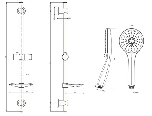 Душевой гарнитур Kerama Marazzi P4YO121KM настенный черный - фото 2