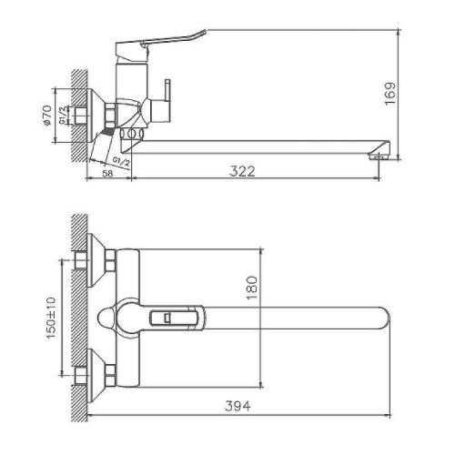Cмеситель для ванны и душа Haiba HB22556 настенный хром - фото 3