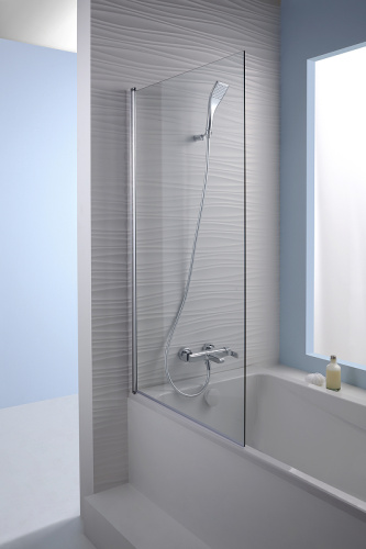 Душевая шторка на ванну Jacob Delafon Struktura E6D042-GA 80x140 стекло прозрачное профиль хром ориентация универсальная - фото 3