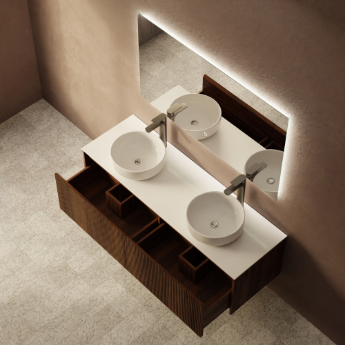 Тумба с раковиной+зеркало Art Decco Camilla (Камилла) ACM14W22D3M0 140x45x40 подвесная цвет черный орех - фото 3