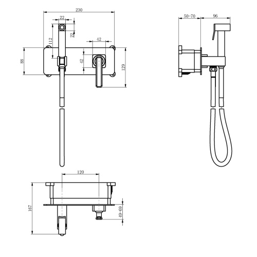 Гигиенический душ со смесителем LeMark Mista LM6419WG белый/золото - фото 3