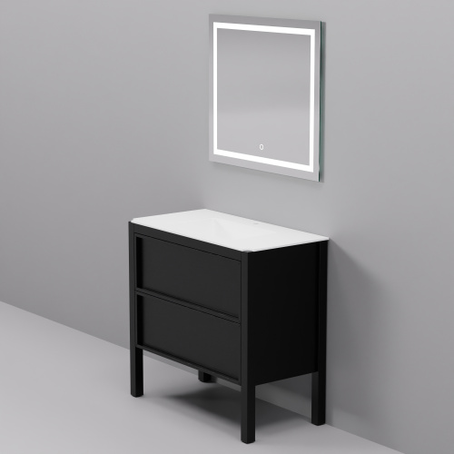 Тумба с раковиной+зеркало Art Decco Elisa (Элиса) AES09F78S2M0 90x45x85 напольная цвет черный дуб - фото 3