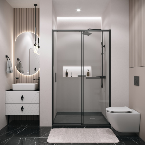 Душевая дверь Grossman Style 100.K33.05.130.21.00 130х195 стекло прозрачное профиль черный матовый - фото 3