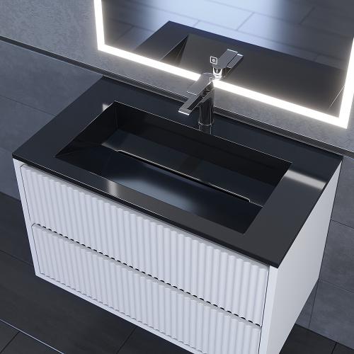 Раковина из литьевого мрамора Uperwood Next Premium RNext80bg 80х45 полувстраиваемая цвет черный - фото 5