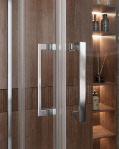 Душевой уголок Cezares MOLVENO MOLVENO-AH-21-100+30-C-Cr-IV 130х100 стекло прозрачное профиль хром глянцевый без поддона - фото 2