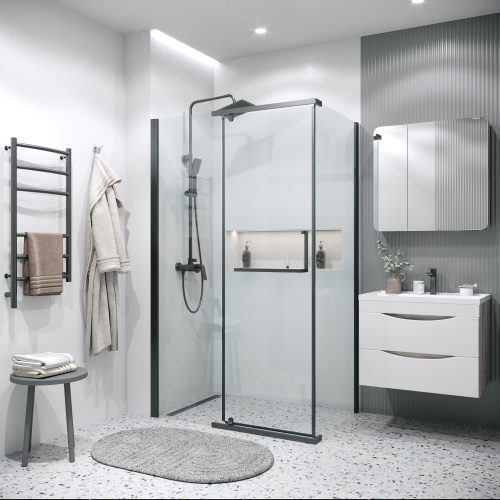 Душевой уголок Grossman Pragma 120.K33.03.1090.21.00 100х90 стекло прозрачное профиль черный матовый без поддона - фото 2