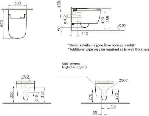 Унитаз подвесной Vitra V-Care 5674B003-6193 белый с сиденьем микролифт каскадный смыв - фото 3