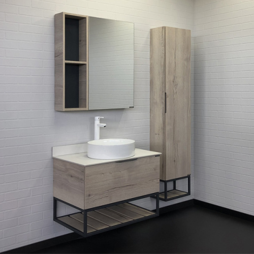 Тумба с раковиной Comforty Порто 00-00009321CF 76х52х65 подвесная цвет дуб дымчатый - фото 5