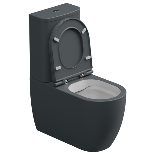 Чаша унитаза напольная GSG Ceramic Design Like LKMBLBI000/028P цвет белый/черный без бачка без сиденья безободковая смыв торнадо - фото 2