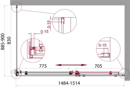 Душевой уголок BelBagno ACQUA ACQUA-AH-1-150/90-C-NERO 150х90 стекло прозрачное профиль черный без поддона - фото 2