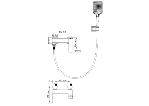 Смеситель для ванны Wonzon & Woghand Cube 2.0 WW-88037068-BG настенный золото - фото 2