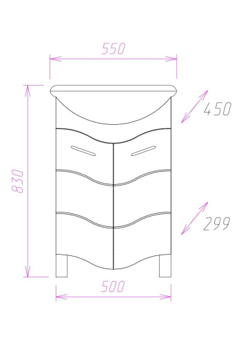 Тумба под раковину Onika Лайн 105524 50х30х75 напольная - фото 3