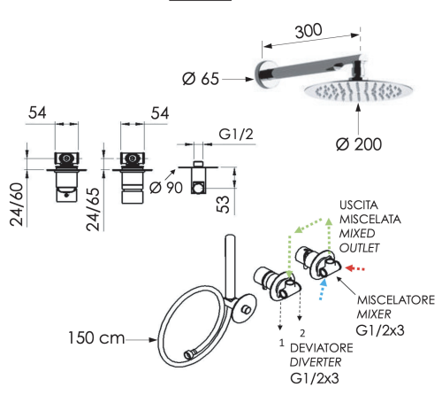 Душевая система Remer X Style X96S02 встраиваемая в стену - фото 2