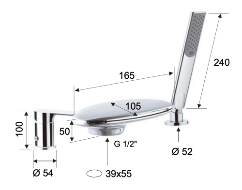 Смеситель Remer Infinity I07UF на борт ванны хром - фото 2