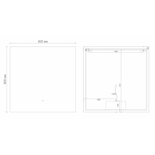 Зеркало в ванную Grossman PRAGMA-норма BLACK 1880802 80х80 цвет Черный - фото 4