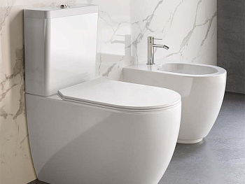 Чаша унитаза напольная Hatria FUSION Y1ZB01 цвет белый без сиденья безободковая душевой смыв