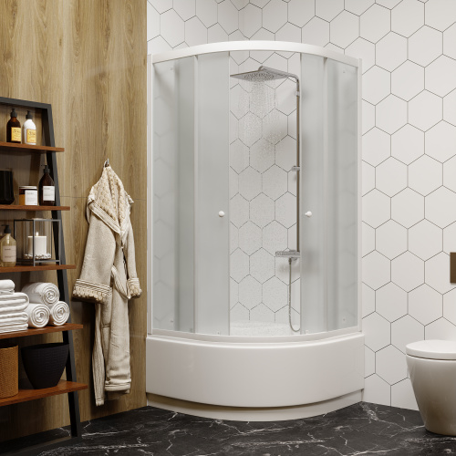 Душевой уголок Parly ZF80 80х80 стекло матовое профиль белый с поддоном - фото 5