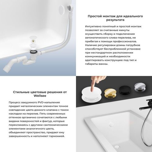 Слив-перелив для ванны Wellsee Useful Extras 231913000 белый - фото 5