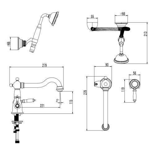 Смеситель LeMark Villa LM4847C на борт ванны хром - фото 2