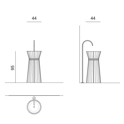 Раковина керамическая Oasis Plisse 44 см 0PLSXXX09544003 (0PI440CEOR) напольная цвет белый без отверстий под смеситель - фото 2