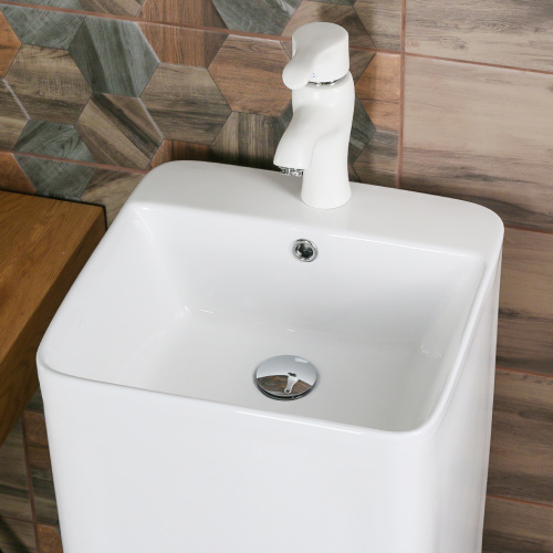 Раковина из сантехнического фарфора Melana B125-805 42х41 напольная цвет белый 1 отверстие под смеситель - фото 2