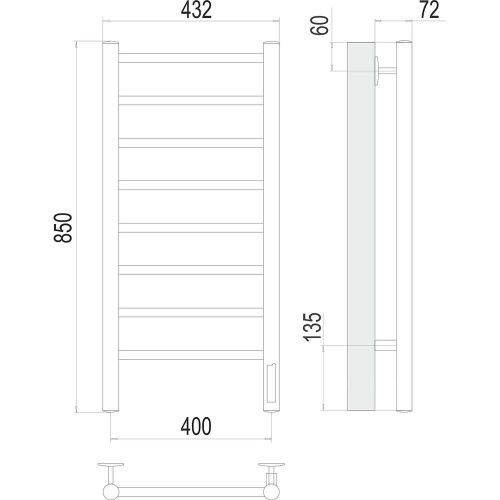 Полотенцесушитель Terminus 4670078531162 43х85 электрический хром - фото 3