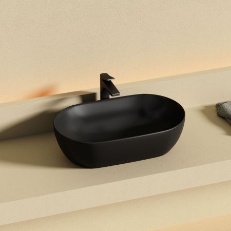 Раковина из сантехнического фарфора Ceramica Nova TWIST CN12001MB 50х30 накладная цвет черный