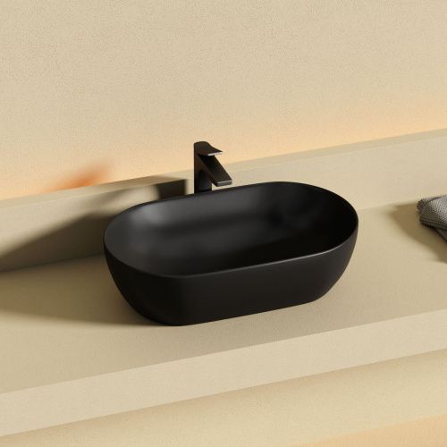 Раковина из сантехнического фарфора Ceramica Nova TWIST CN12001MB 50х30 накладная цвет черный - фото 2