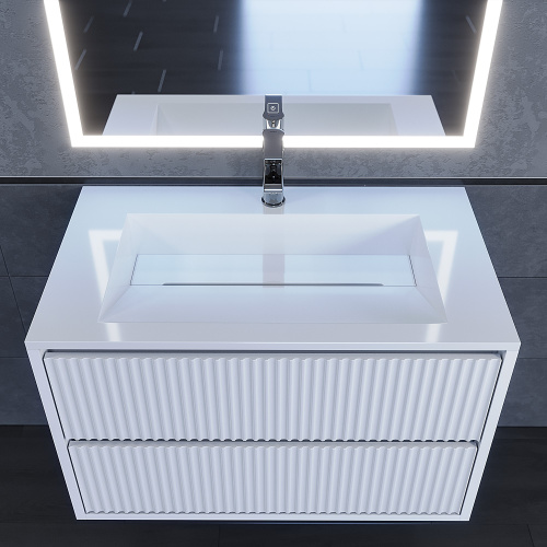 Раковина из литьевого мрамора Uperwood Next Premium 290000009 80х45 полувстраиваемая цвет белый - фото 3