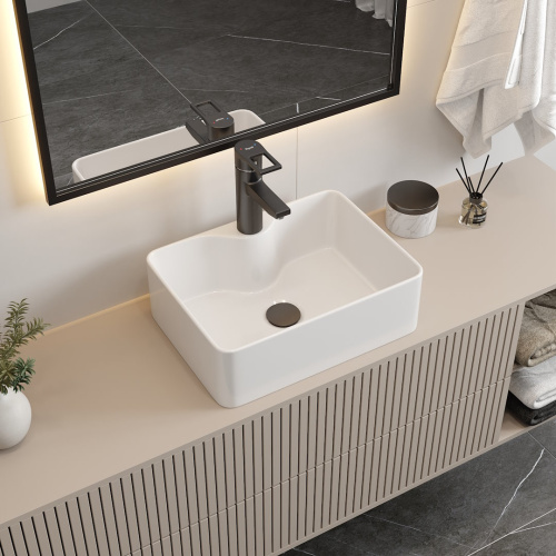 Раковина из сантехнического фарфора Teymi Helmi T51104 41х30 накладная цвет белый 1 отверстие под смеситель - фото 4