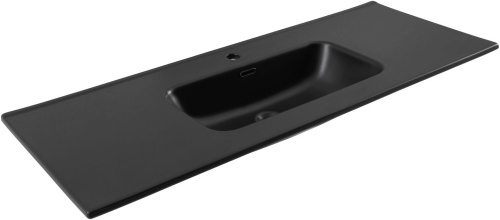 Раковина керамическая Aquanet Flat 00329258 120х47 полувстраиваемая цвет черный 1 отверстие под смеситель - фото 4