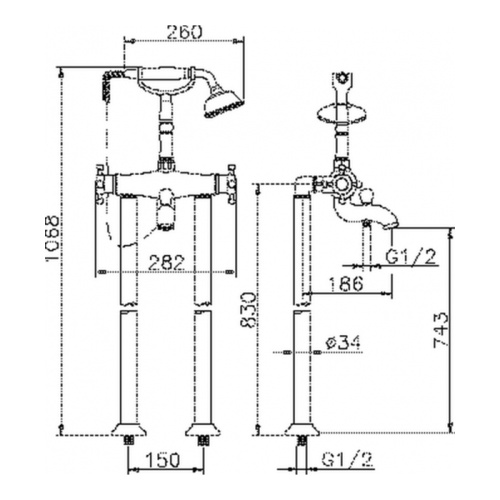 Смеситель Cisal Victorian VTT390102A напольный никель - фото 2
